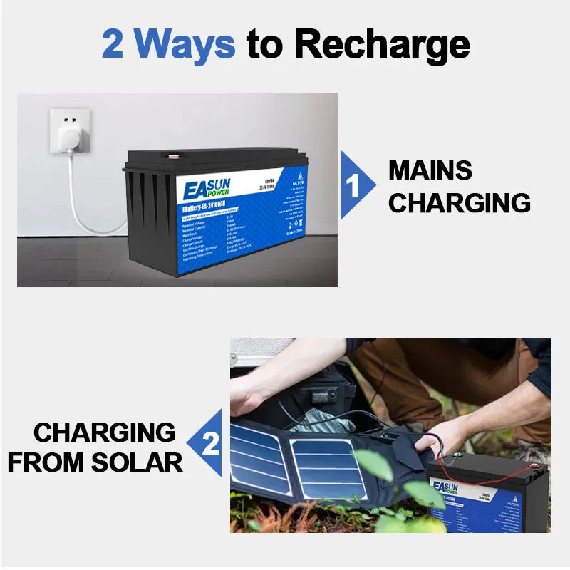 Easun Power Lifepo4 Battery 24V 100Ah Grade A 25.6V