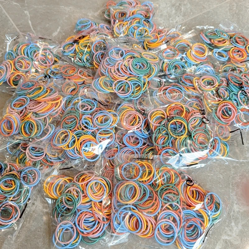 [50/100Pcs] Baby Rubber Band Does Not Hurt The Hair Small Thumb Ring High Elastic Thread Toddler Seamless Scrunchies Set