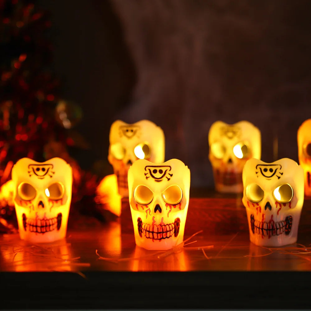 Halloween Decorations Fireplace Ghost Horror Skeleton LED Candle Light Mexican Day Ornaments Spooky Skull Halloween Gifts