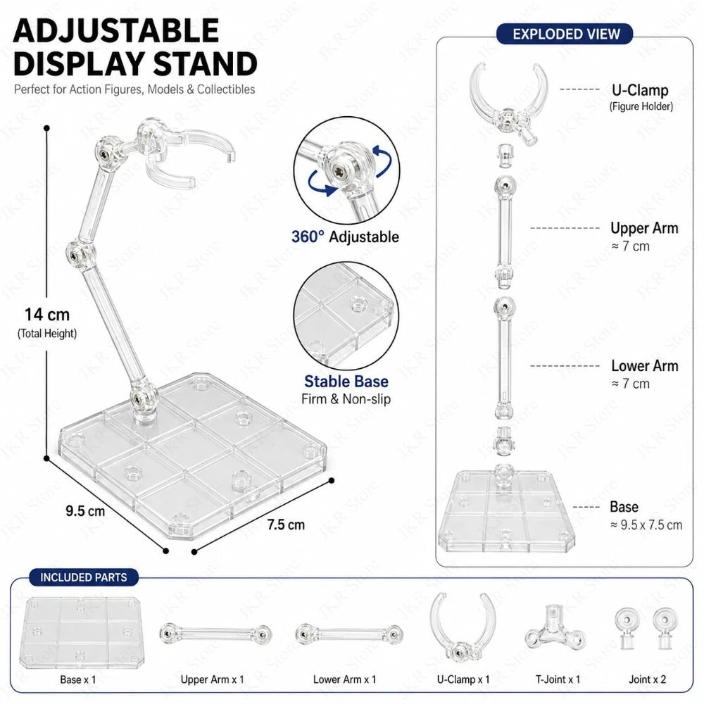 Clear Acrylic Action Figure Stand Assembly Display Holder Base