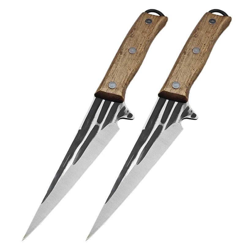 Stainless Steel Boning Knife Forged Kitchen Meat Cleaver Chef Knife Full Tang Butcher Knife Fish Knife with Wood Handle Tools