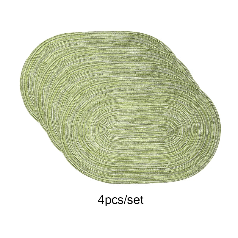 Set Oval Rop Cotton Braided Table Place Mats Braided