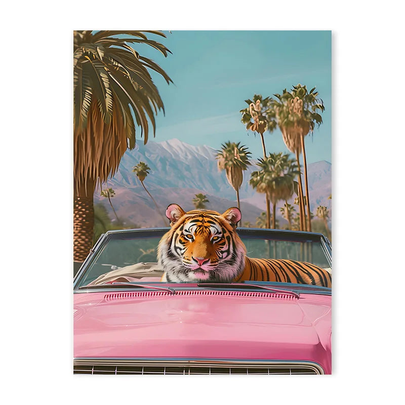Colorful Bathtub Animal Tiger Zebra Black Cat Aesthetic Canvas Painting Nordic Bathroom Wall Art Poster Living Room Home Decor
