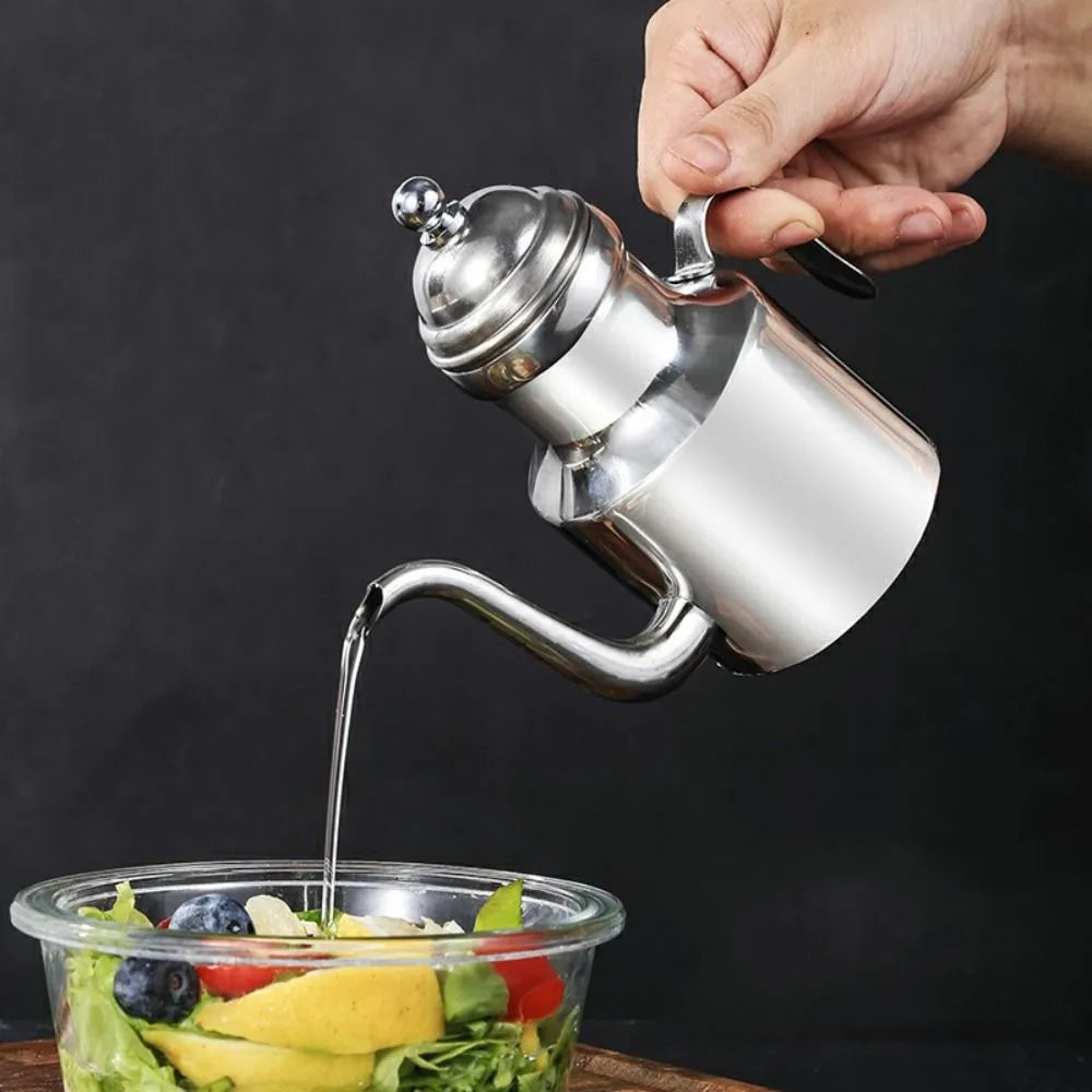 310/500ml Stainless Steel Oil Bottle Long Spout Rustproof Oil Pot Leak-proof Arabic Style Vinegar Dispenser Kitchen