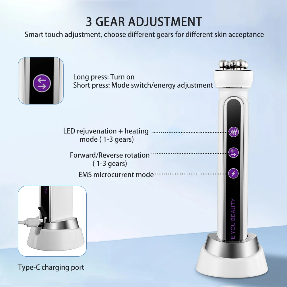 RF Facial Massage Roller EMS Face Lifting Machine Microcurrent Skin Tightening Face V-line Beauty Device Eye Roller Skin Care