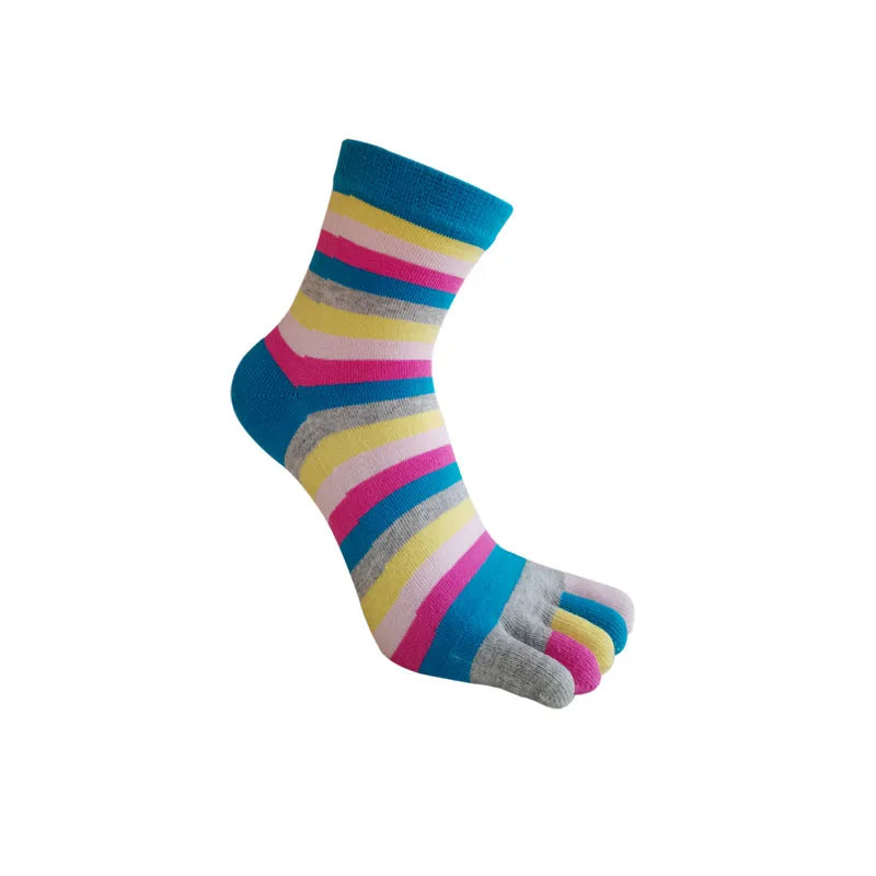 Cute Short Toe Socks Women Girl Cotton Striped Cat Love Fashion Sweat-Absorbing Anti-Bacterial Breathable Warm Five Finger Socks