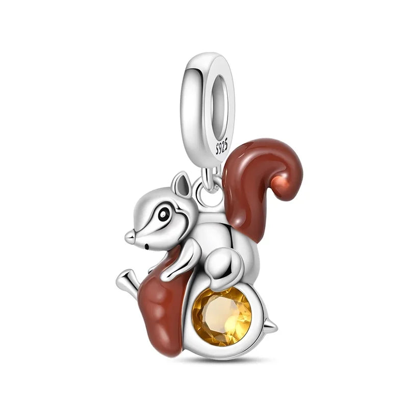 Cute Pet Series Capybara Couples Charms Eat Fruit Beads Fit DIY 925 Silver Bracelet Necklace Women Anniversary Jewelry Gift