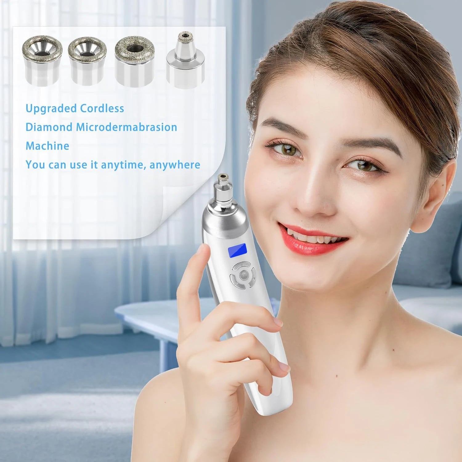 Portable Diamond Microdermabrasion Machine, Facial Skin Care Device for Skin Exfoliation & Blackhead Removal