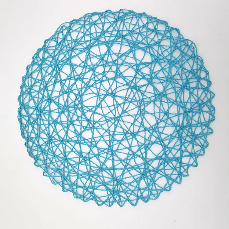 15'' Paper Braided Round Placemats Natural Non-Slip Heat Resistant Table Mats for Dining Tables Woven Indoor & Outdoor Placemats
