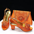 Golden Wedding Shoes and Bag Set, Diamond Decor