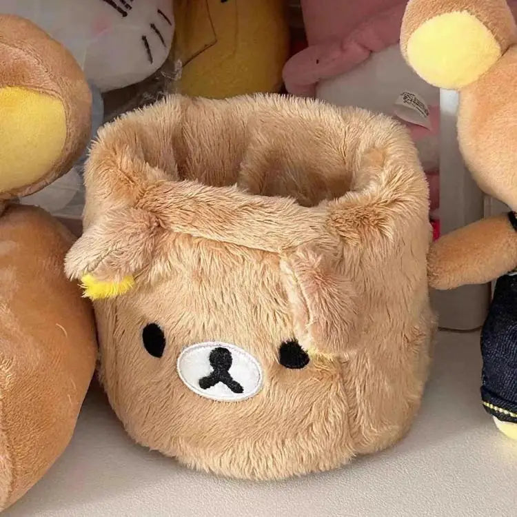 New Cute Rilakkuma Pen Holder Cartoon Anime Pen Container Desk Organizer Decorations School Students Gifts Stationery Supplies