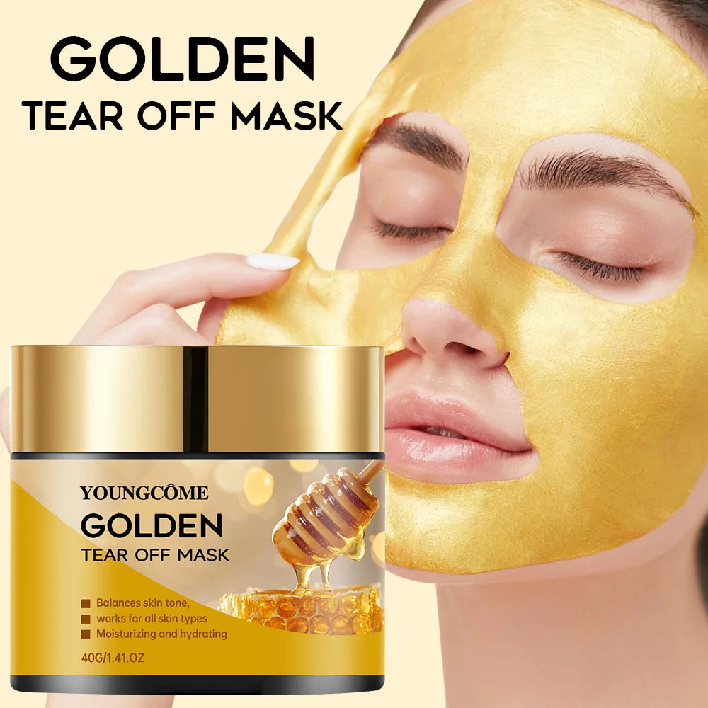Facial Gold Textured Whitening Mask Blackhead Remover Whitening Face Mask Deep Cleansing Hyaluronic Acid Moisturizing Skin Care