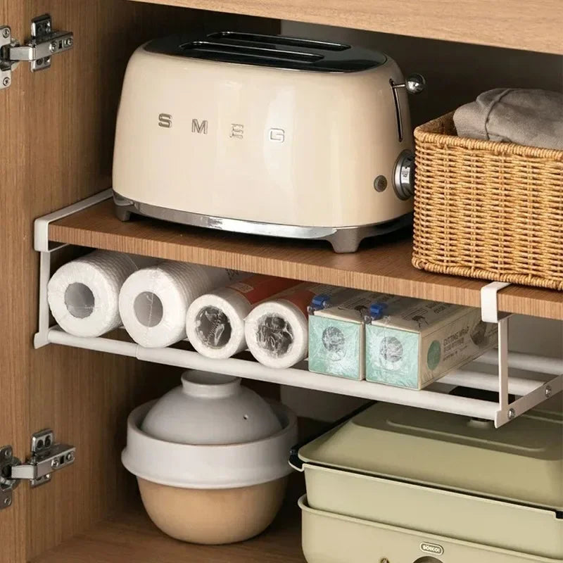 Adjustable Shoe Rack | Space-Saving Layered Organizer For Home Shoe Cabinets | Under-Shelf Shoe Holder With Hanging Basket