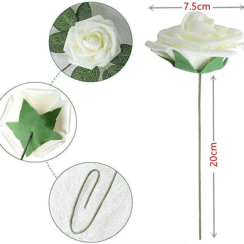 10/25/50Pcs Artificial Rose Flowers Foam Fake Faux Flowers Roses
