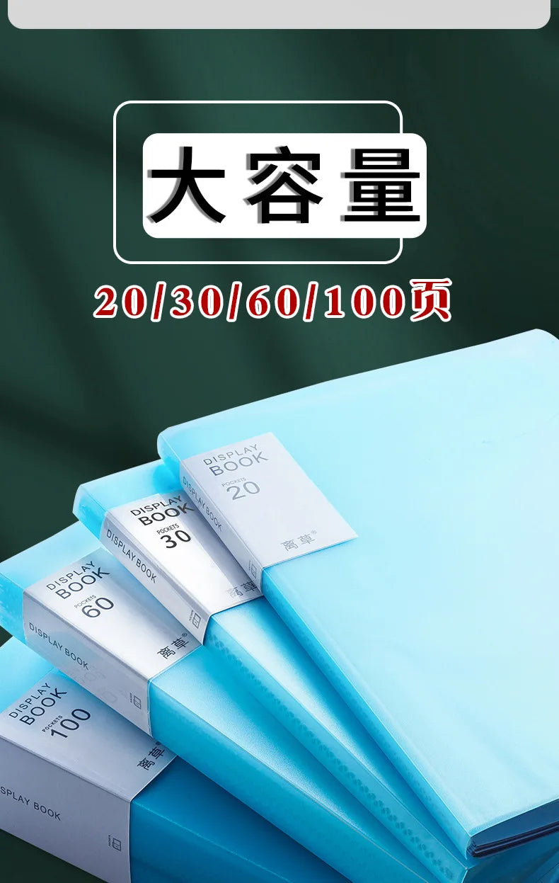 1PC A4 Plastic Budget Binder File Folders Documents Booklet Leaflet 30/60/100 Pages Office Student Supplies Desk Organizer