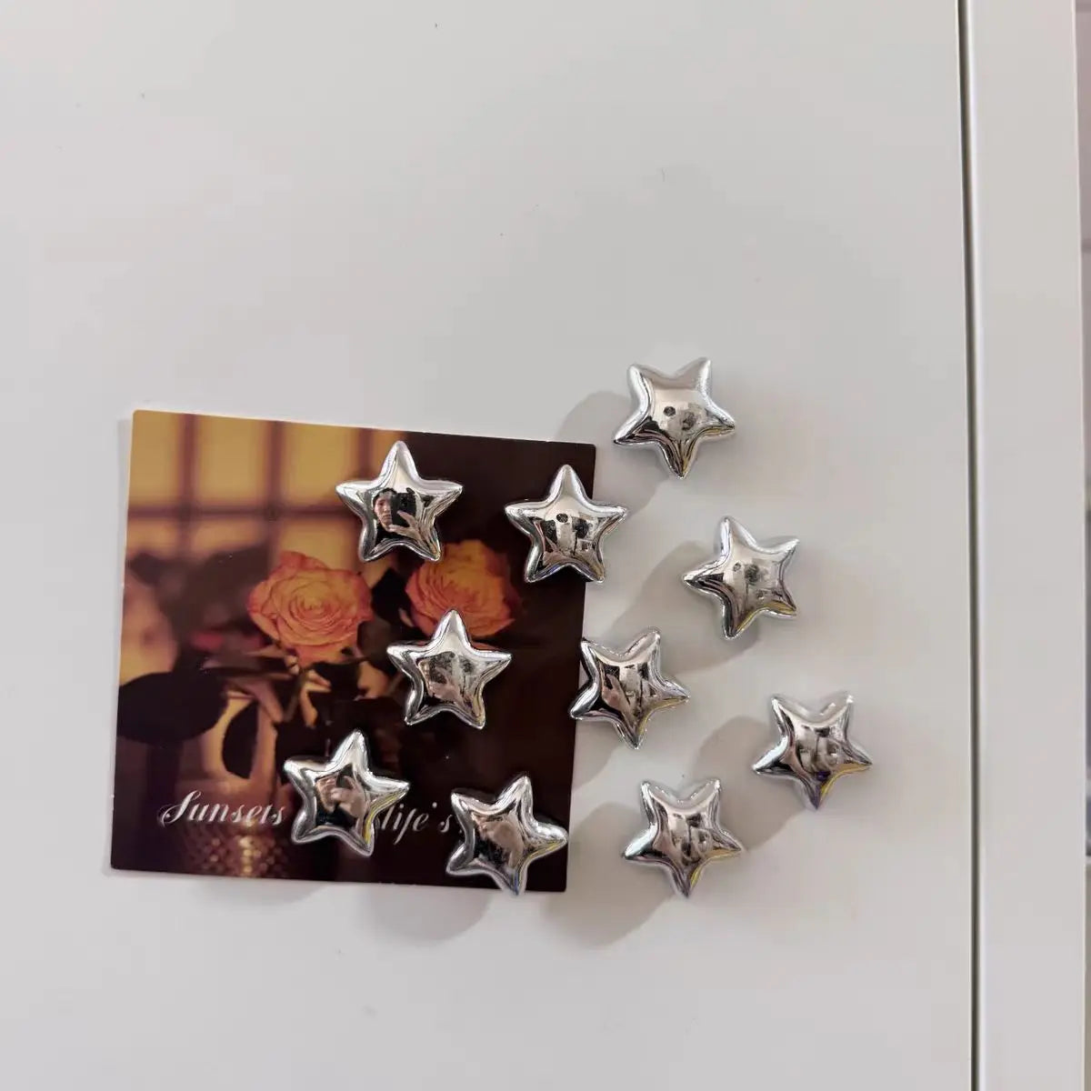 Fridge magnet with silver stars magnetic nail photo wall mounting magnetic sticker