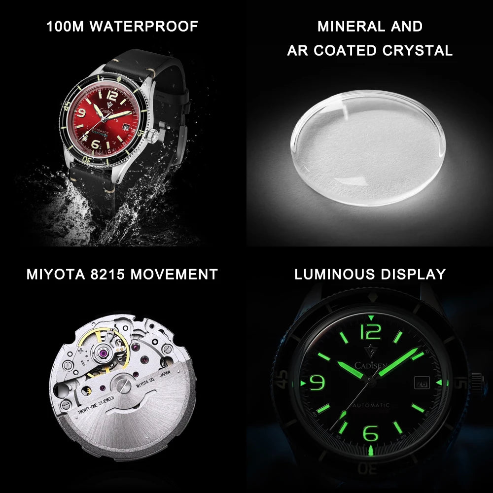CADISEN NEW Watches Mechanical Automatic Wristwatches MIYOTA 8215 Movement