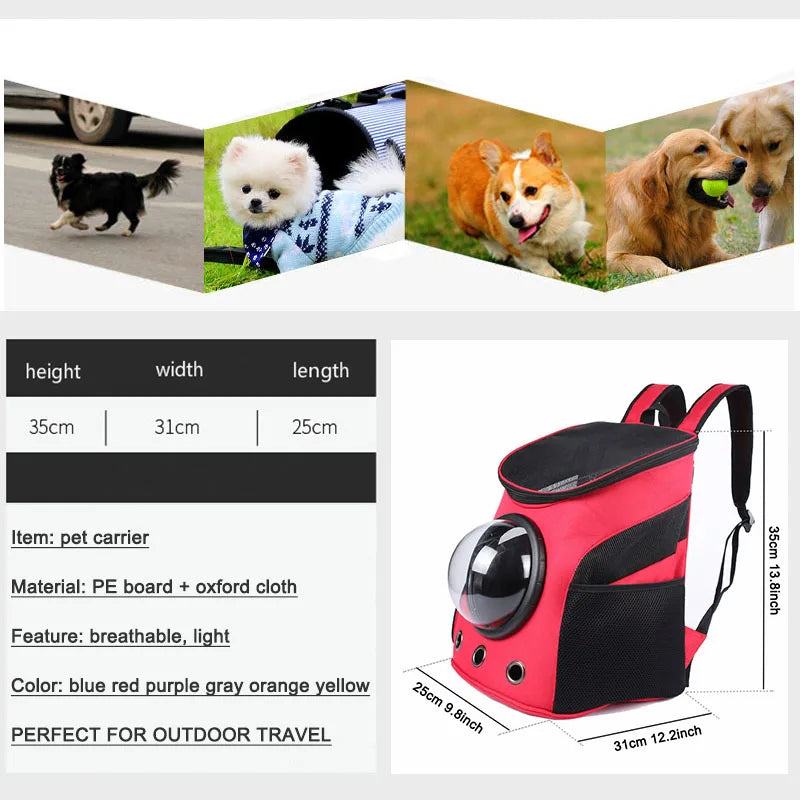 Fat Cat Backpack Carrier Denim Pet Backpack with Space Capsule Bubble for Small Medium Cats Puppy Dog Backpack for Travel Hiking