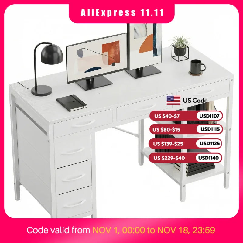 MCQ 47 Inch Office Computer Desk With 6 Fabric