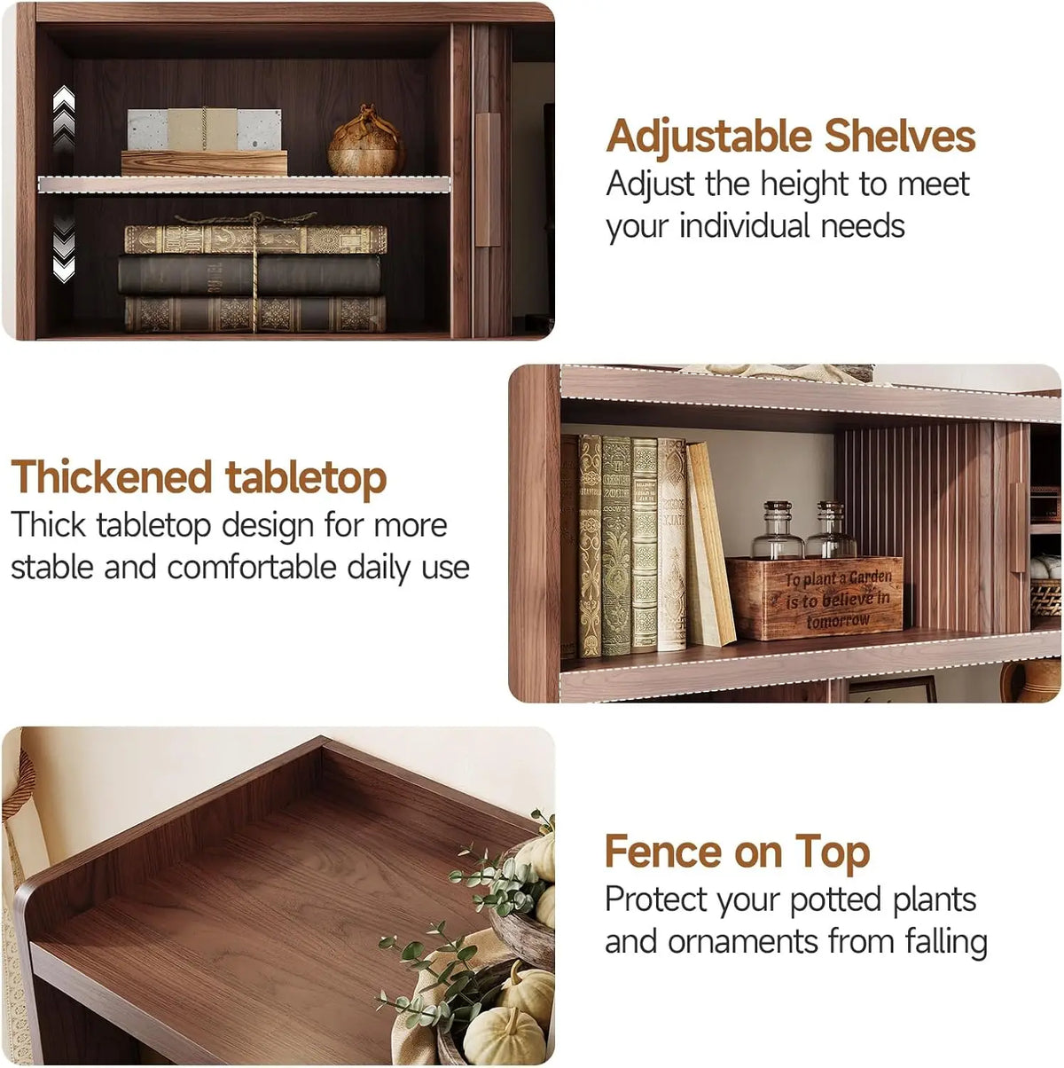 Modern Electric Buffet Cabinet With Outlet, 44-Inch