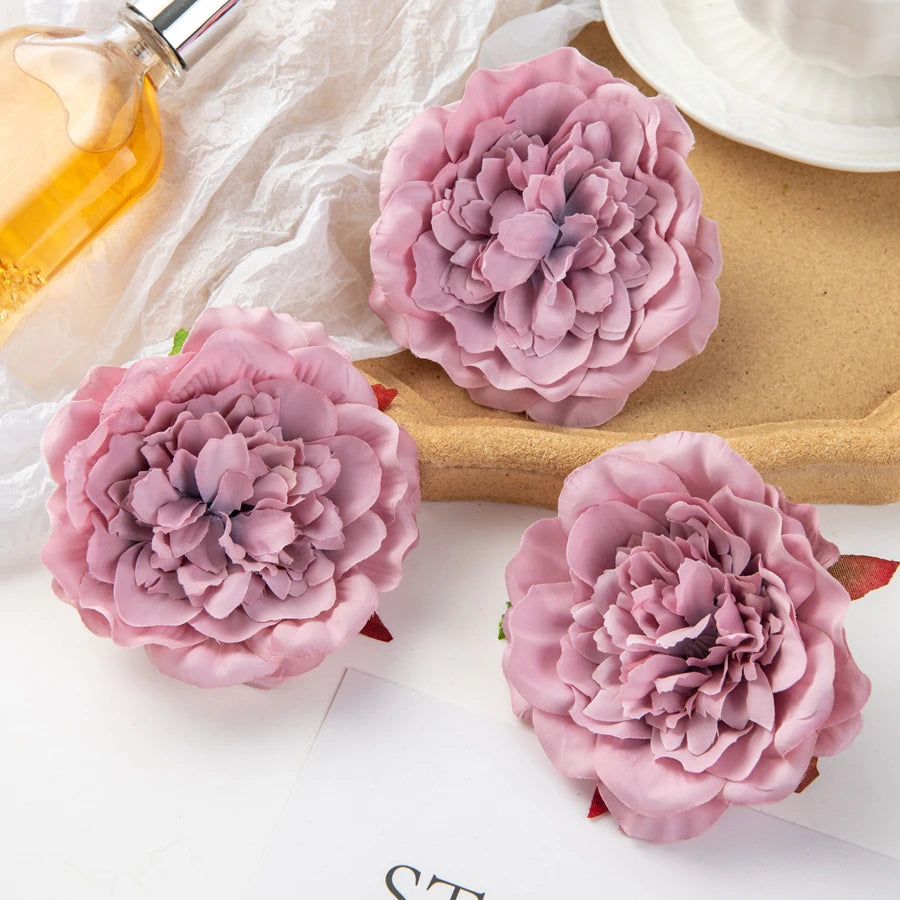 5/10Pcs Silk Dahlias Artificial Flower Home Decor Wedding Diy Rose Arch Christmas Garland Material Fake Peony Bridal Accessories