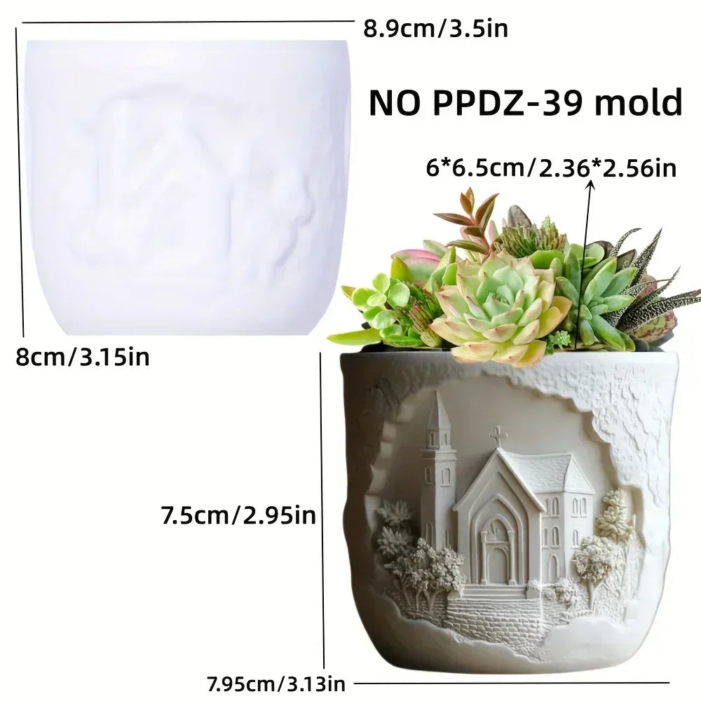 Sea Bay Canyon Relief Succulent Plant Flower Pot Resin Silicone Mold Mountain Range Sea Sunrise Relief Storage Box Gypsum Molds