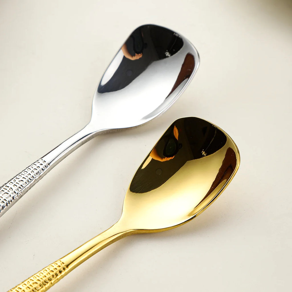 Hammer Patterned Square Stainless Steel Coffee Spoon 304 Dessert