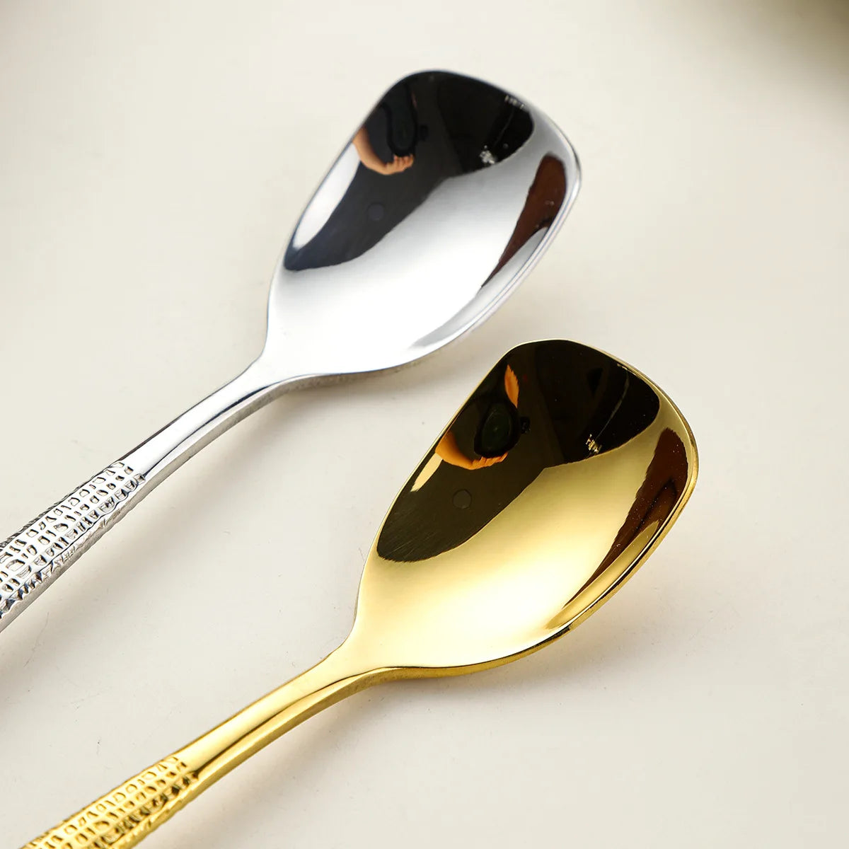 Hammer Patterned Square Stainless Steel Coffee Spoon 304 Dessert
