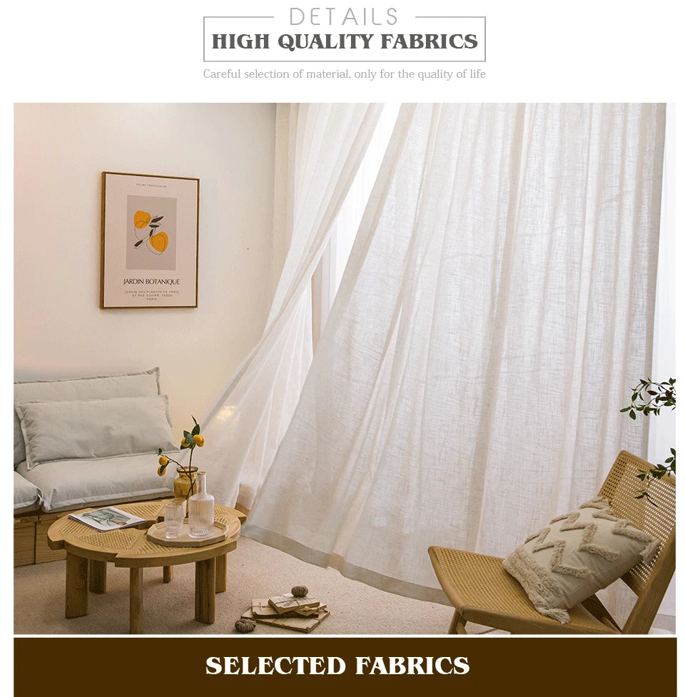 Thick Linen Look Sheer Curtains for Living Room Tulle Curtains for Bedroom Window Kitchen Door Curtain Short Rideaux Chambre