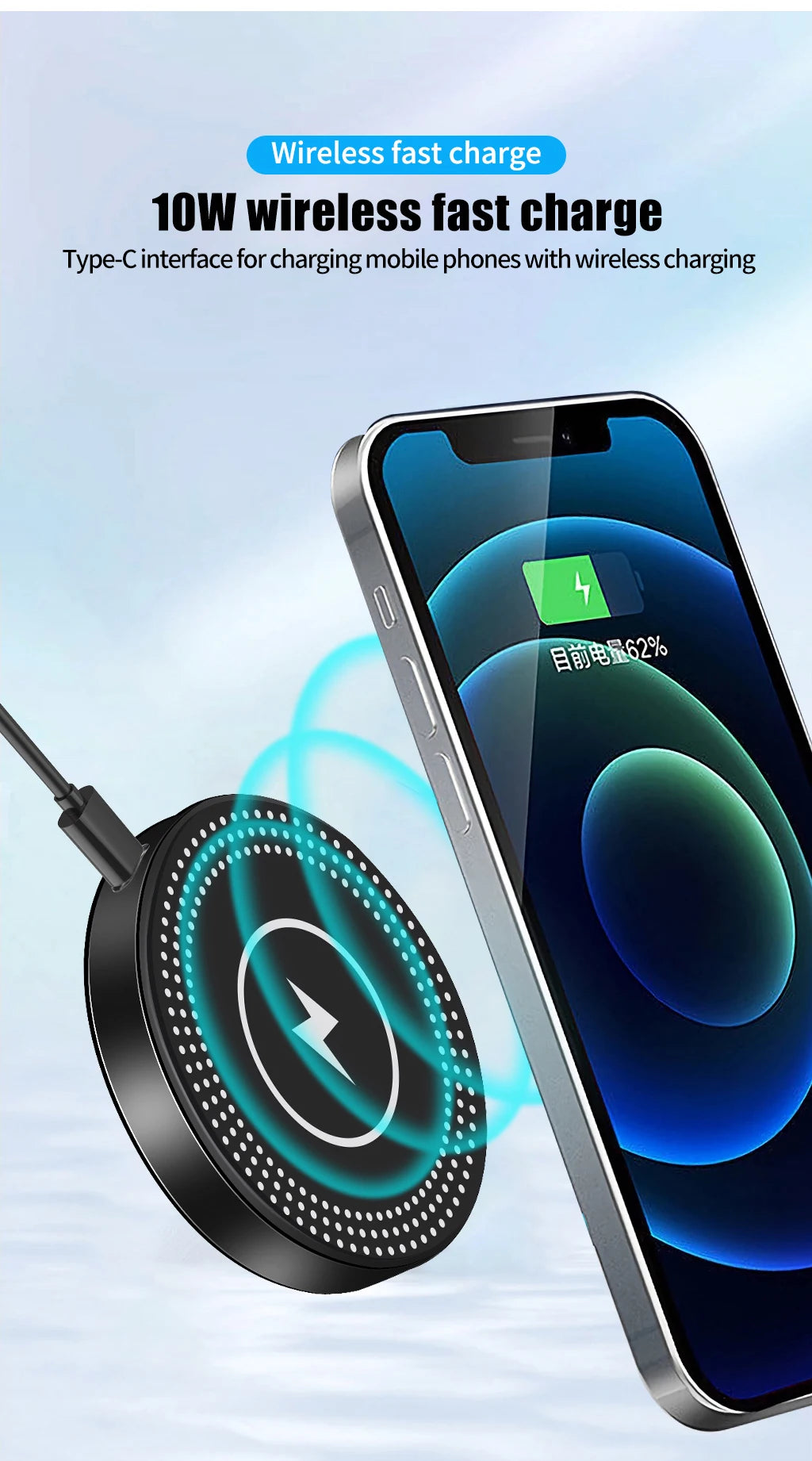 Mobile Phone Stand Holder Magnetic Wireless Charger 10W Tripod Adapter 1/4 Mount Cold Shoe for MagSafe Magnet Charging Station