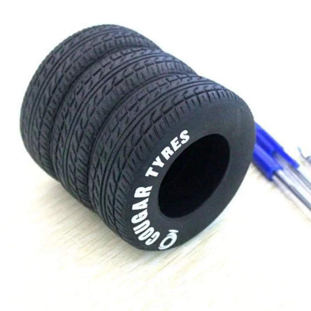Car Tire Pen Holder 3-layer Car Tire Design Pen Holder Black Rubber Desk Organizer for Stationery Storage Organization Compact