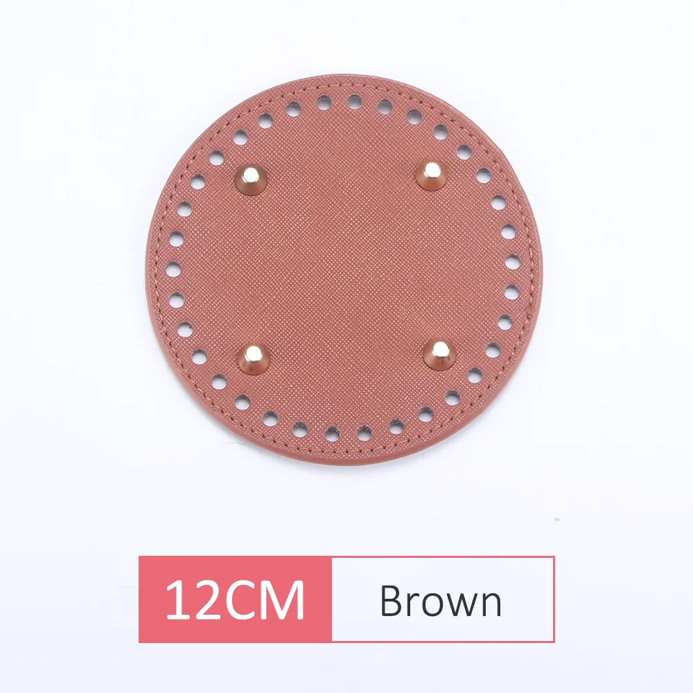 QJH 1 Pcs PU Leather Oval/Round Long Knitting Crochet Bags Bottom for Thick Yarn DIY Weaving Supplies Home Decor Purse Making