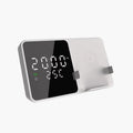 Wireless Charger Pad Stand with Alarm Clock Thermometer for iPhone 14 13 12 11 X Xiaomi Samsung 15W Phone Fast Charging Station