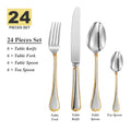 24 Piece Flatware Cutlery Set for 6 18/10 Stainless Steel Silverware Mirror Polished for Housewarming Restaurant Wedding Party