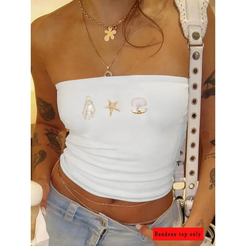 Y2KHot girl's summer casual fashion style tube top，Women's Top