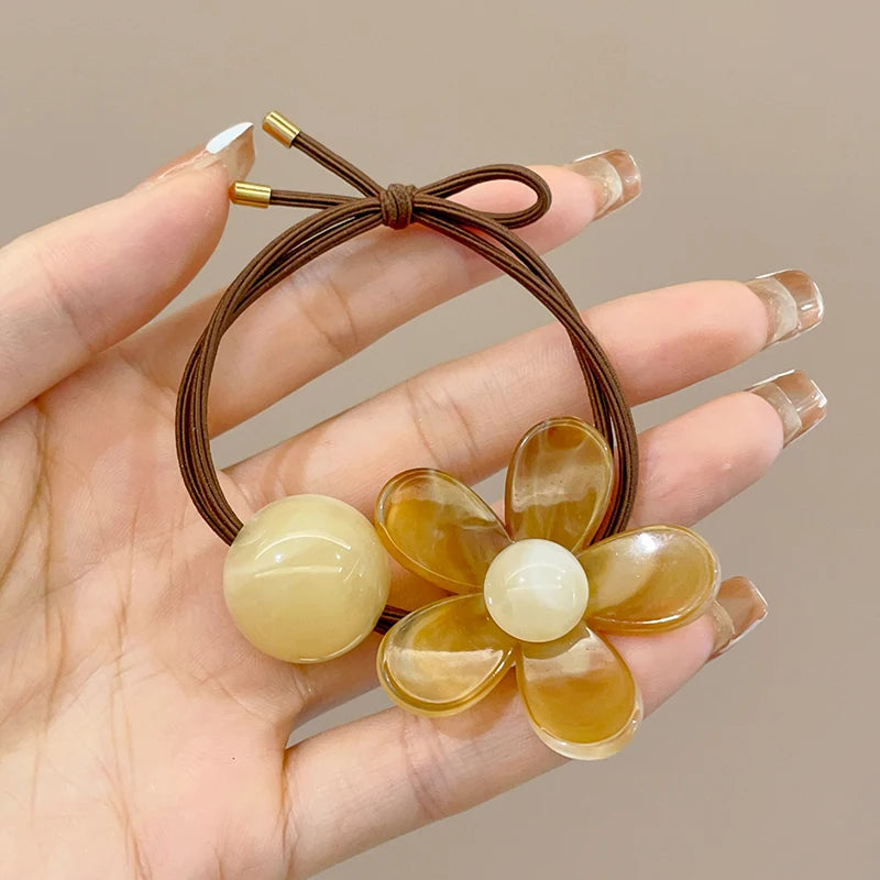 5Pcs New Fashion Women Sweet Hair Tie Set Cute Flower Elastic Hair Bands Hair Ropes Scrunchies Headwear Hairs Accessories