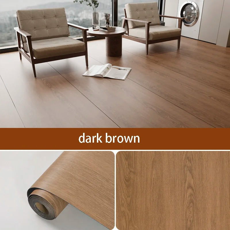 Wood Grain Peel and Stick Floor Tiles Waterproof Non-Slip Self Adhesive Vinyl Floor Sticker for Living Room Bedroom Home Decor