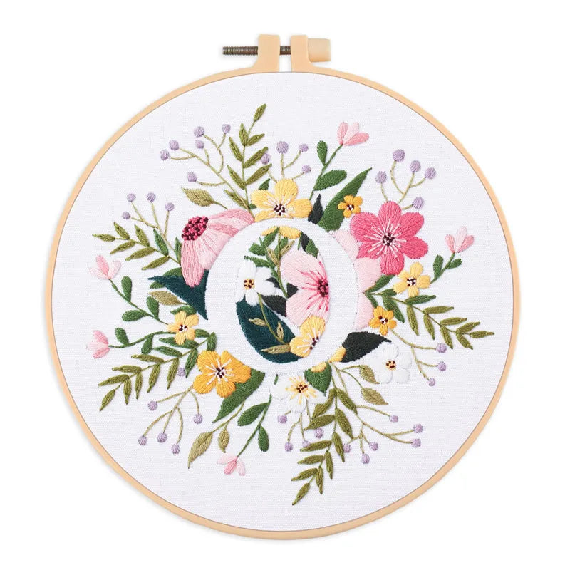 Embroidery Kit for Christmas DIY Wreath Printed Pattern Flower Cross Stitch Set Needlework Hoop Handmade Sewing Art Craft Kit