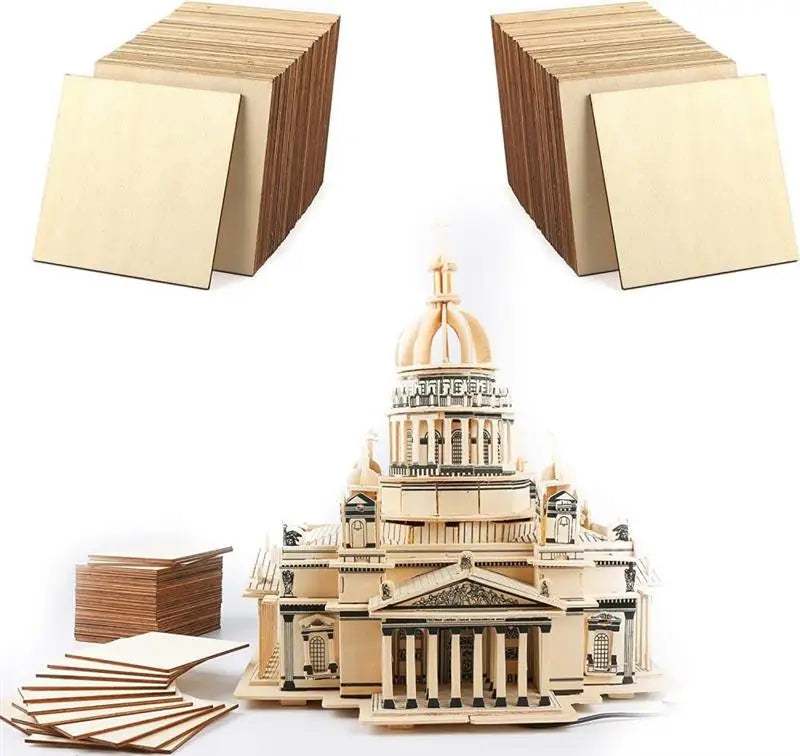 5/10/20cm Wooden Planks Squares Wood Chips DIY Crafts Wood Craft Material For Painting Pyrography Architectural Model Home Decor