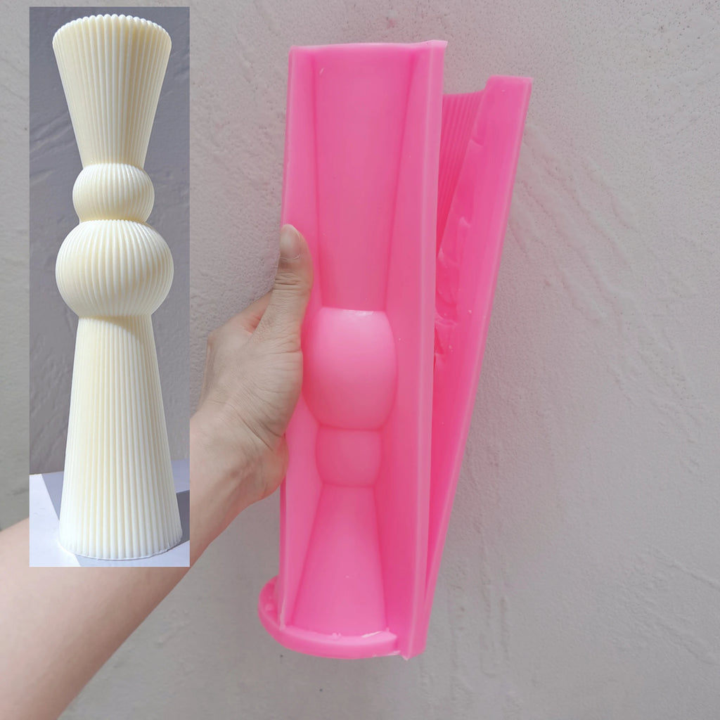 Roman Ribbed Pillar Candle Mold Cylindrical Aesthetic Silicone Mould Geometric Abstract Decorative Striped Soy Wax Mold