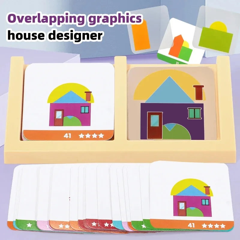 House Designer Toy Puzzle for Kids, Enhances Spatial Thinking and Logical Imagination, Educational Board Game