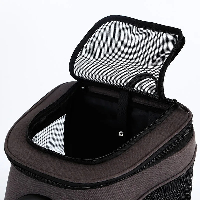 Fat Cat Backpack Carrier Denim Pet Backpack with Space Capsule Bubble for Small Medium Cats Puppy Dog Backpack for Travel Hiking