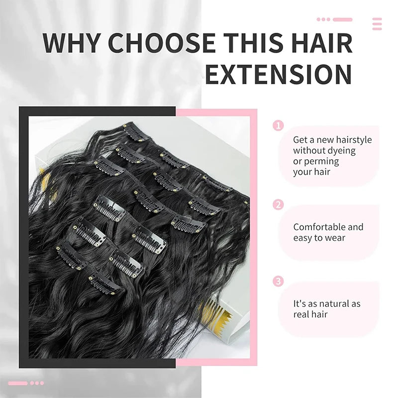 24Inch Synthetic Long Kinky Curly Clip-in Hair Extensions for