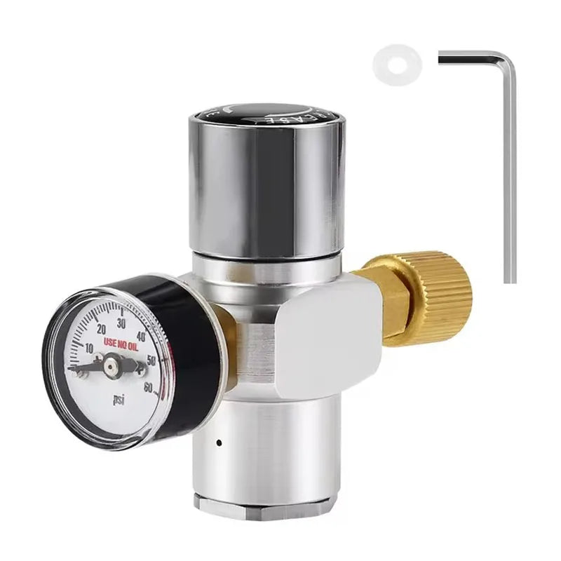 【New Version】0-60PSI Mini Co2 Regulator,Portable Co2 Charger with Stable Pressure & Steel Ring Gas Inlet,Homebrew Carbonated Kit