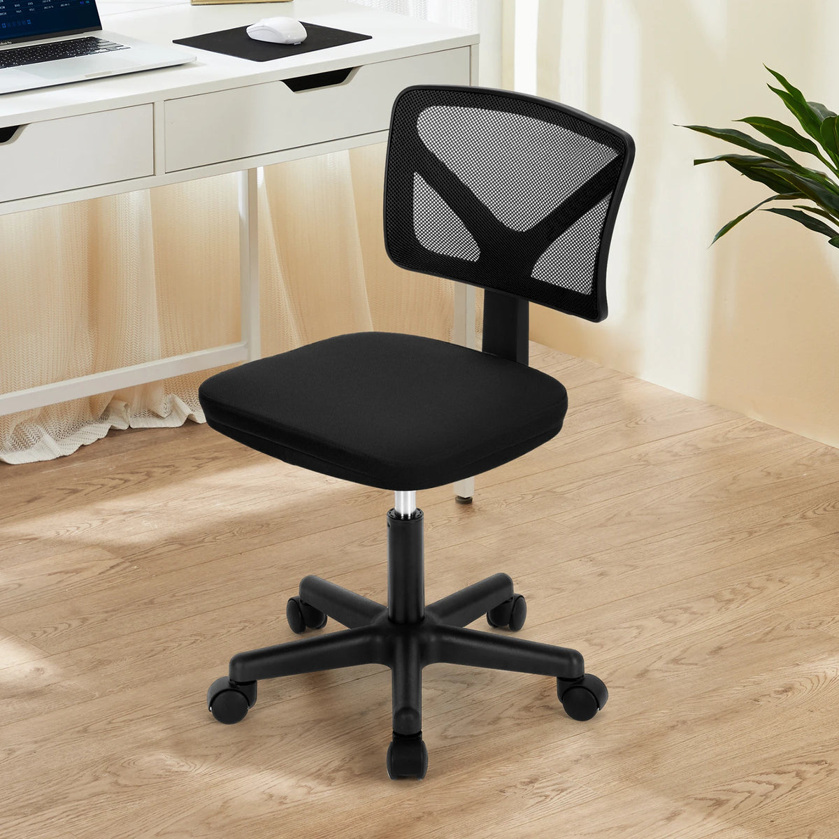 JHK Mesh with Lumbar Support Armless Office Chair Low