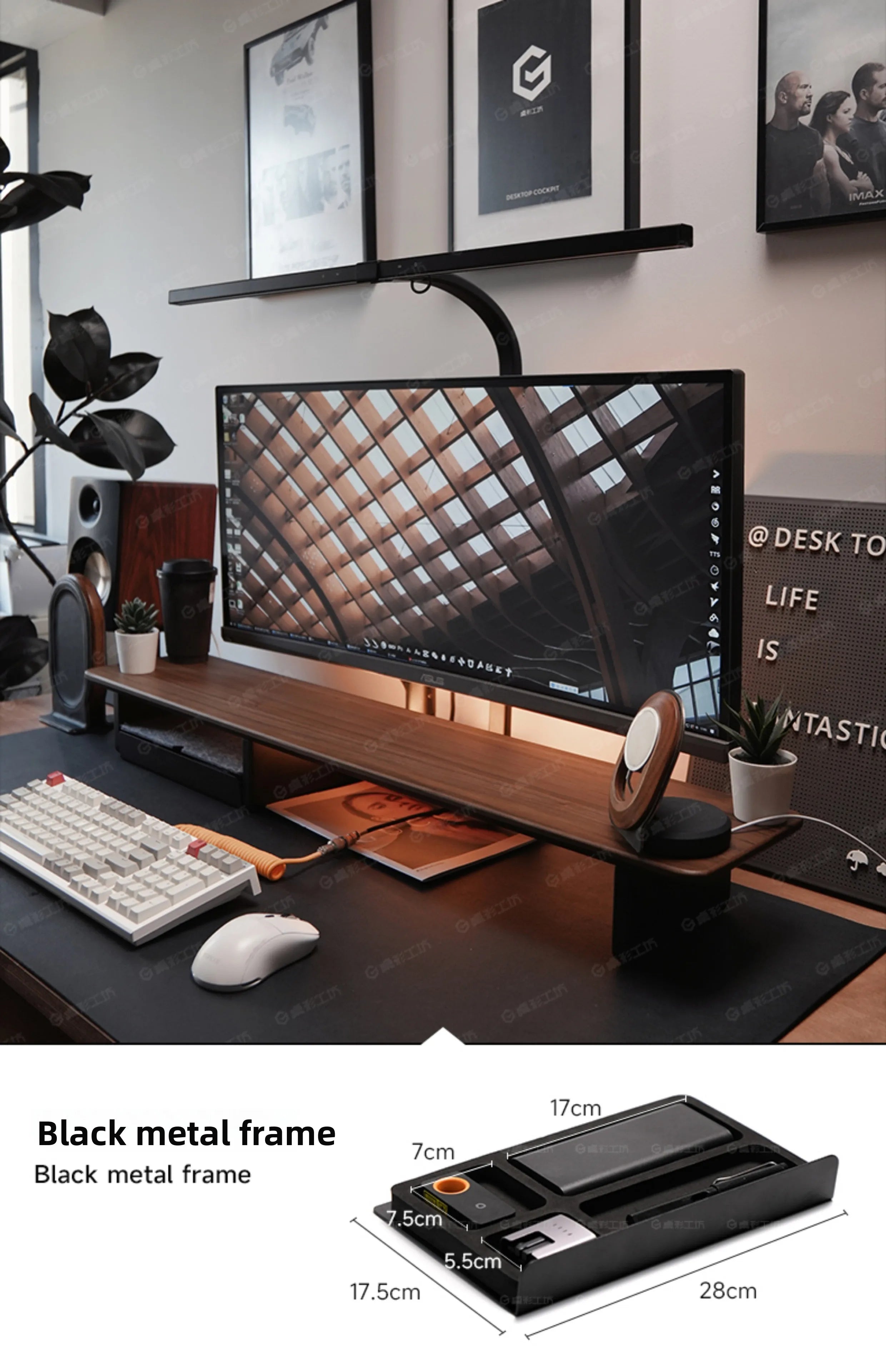 Monitor Stand Riser Storage Drawers Office Desk Organizer Computer Storage Shelf Ergonomic Desk Accessory for Home Office Setup