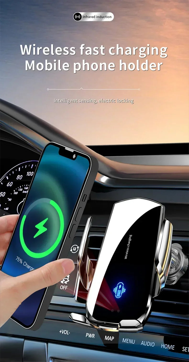 Car Air Vent Wireless Charger Car Phone Holder Infrared Induction for iPhone15 14 13 12 Samsung Xiaomi Fast Charging Station
