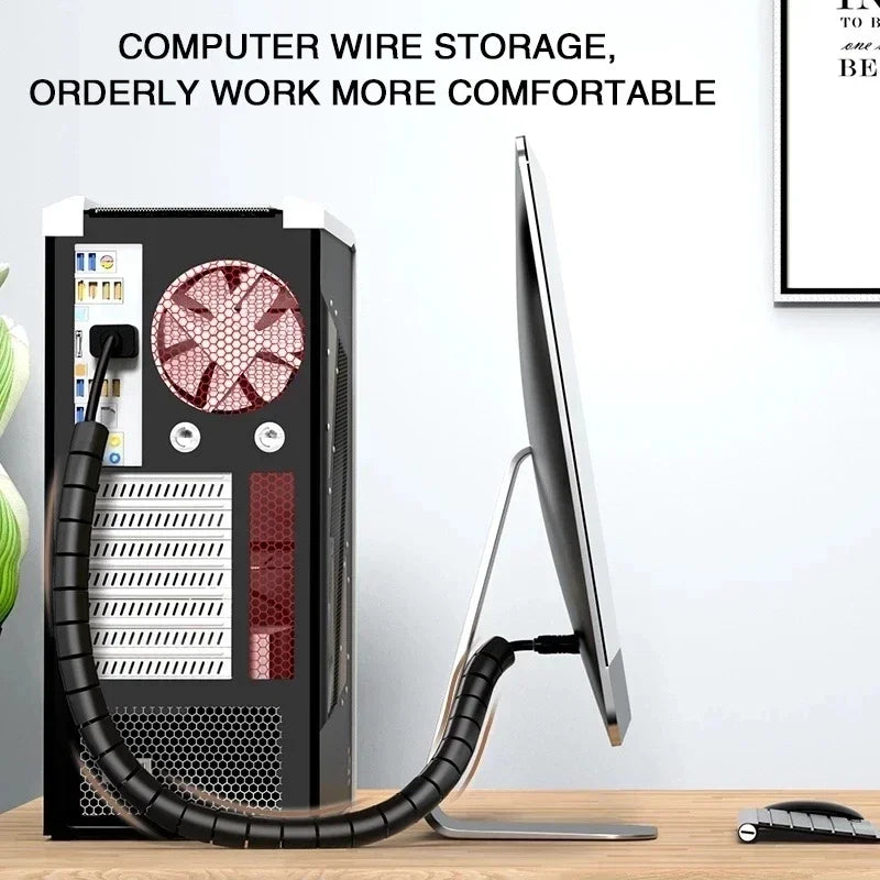 Cable Wire Protector Cable Organizer Flexible Spiral Protector Wire Desk Organizer Office Computer Cord Protective Tube Clip