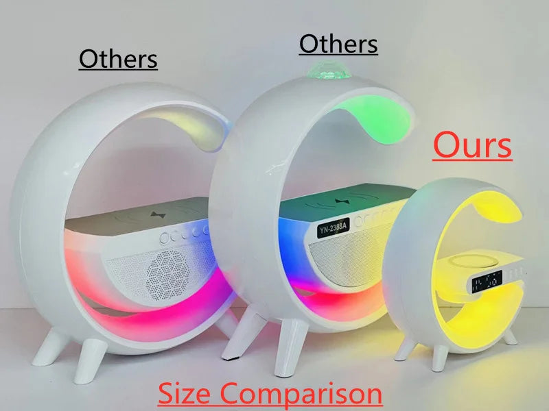 Wireless Charger Pad Stand Bluetooth Speaker TF RGB Atmosphere Night Light 15W Fast Charging Station For iPhone Samsung Xiaomi