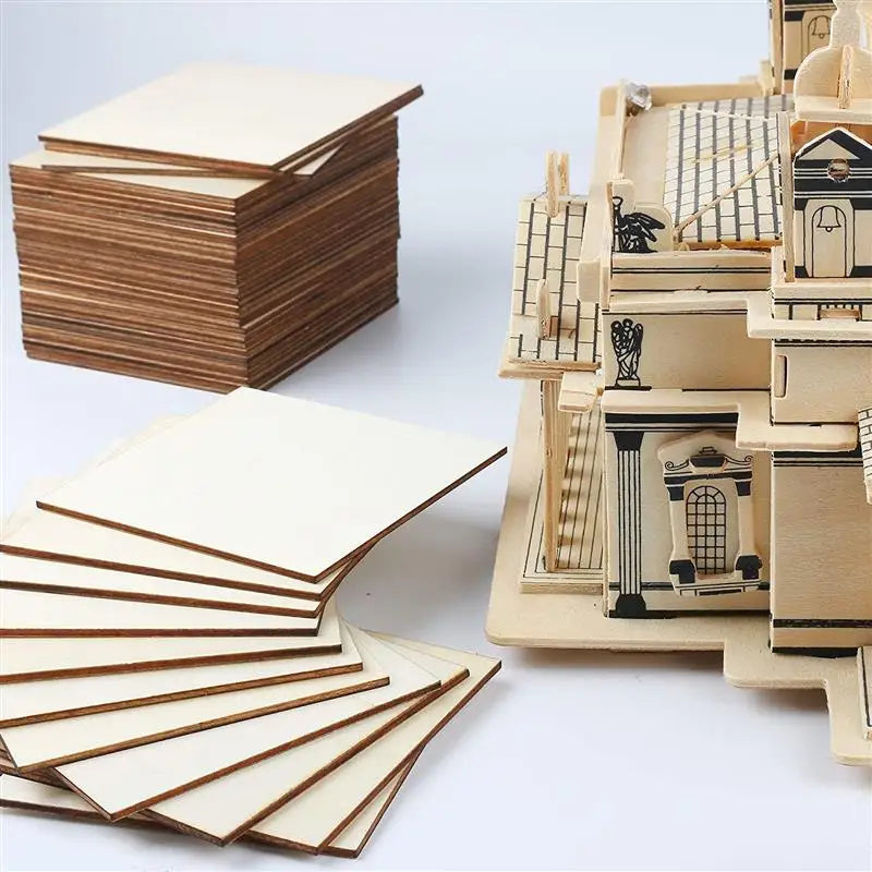 5/10/20cm Wooden Planks Squares Wood Chips DIY Crafts Wood Craft Material For Painting Pyrography Architectural Model Home Decor